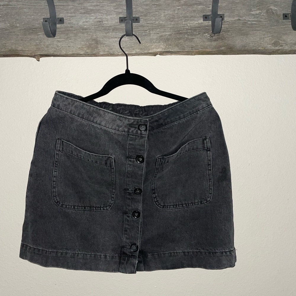 Free People Black Denim Skirt